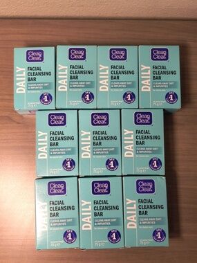 Clean & Clear Facial Cleansing Bar 75g, Cleans Away Dirt & Impurities x 10 bars